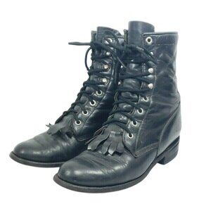 Justin Kiltie Roper Boots Women's Size 5.5 Black Leather